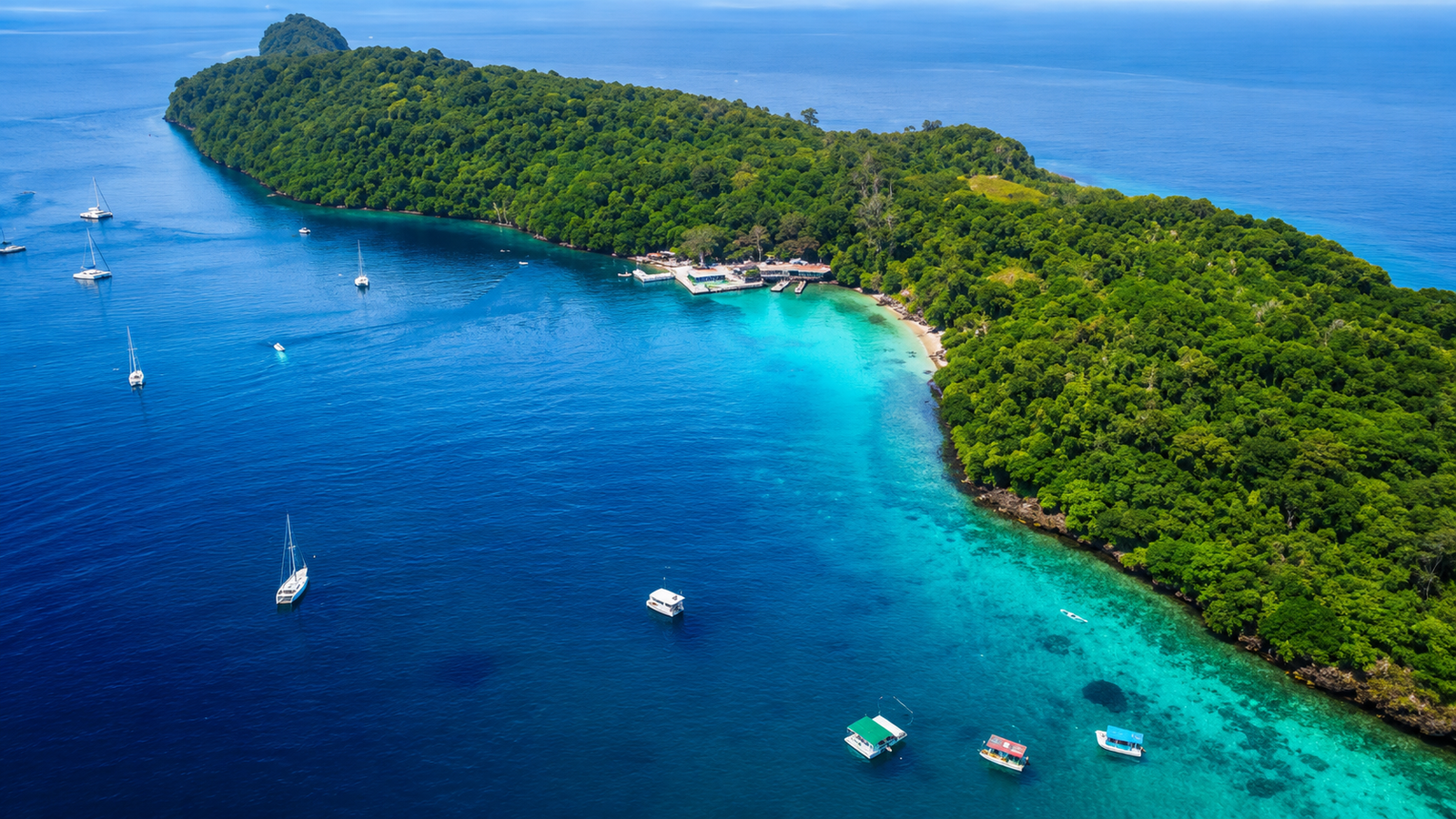 Clear blue water and tropical island scenery around Pulau Weh
